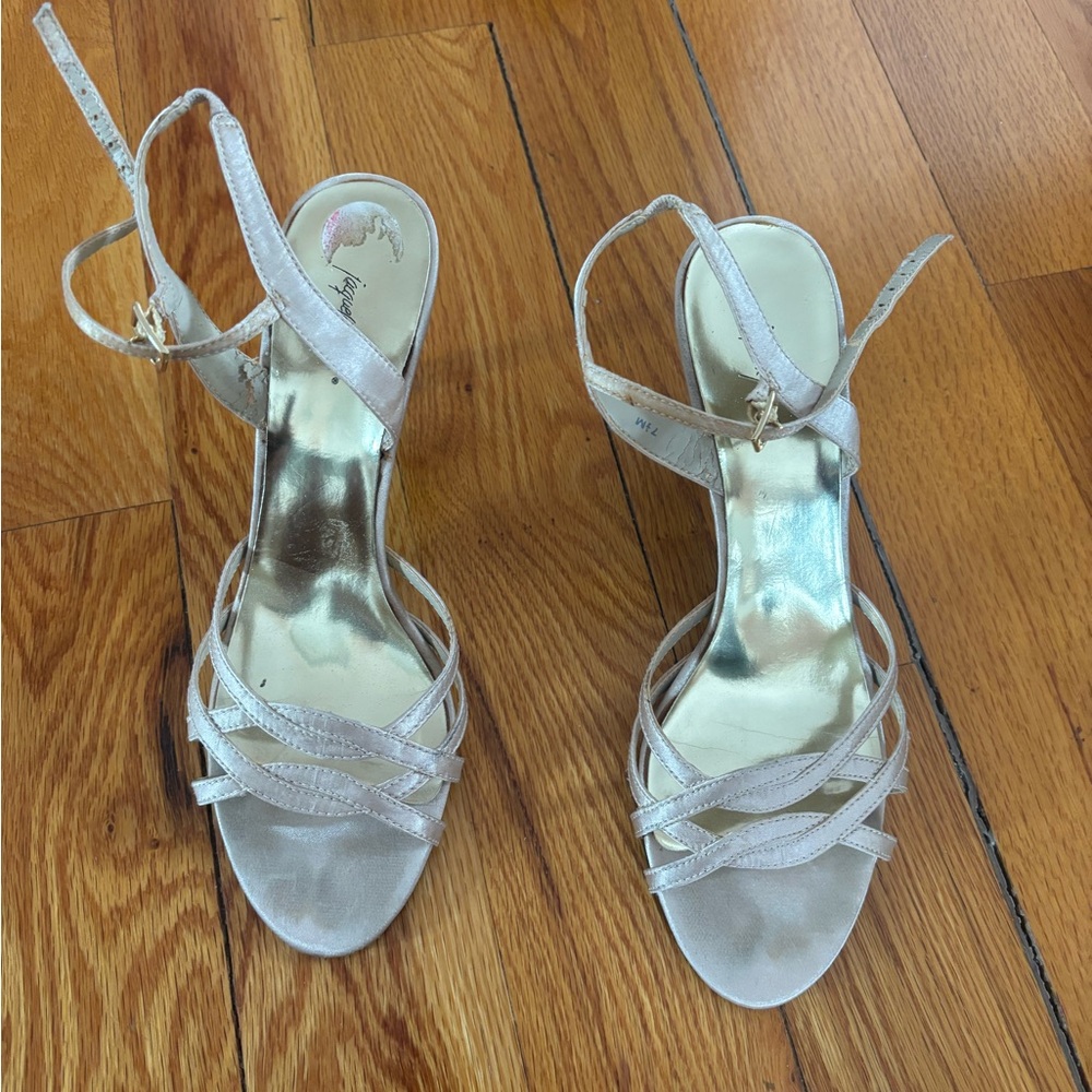 Jacqueline Ferrar Metallic Champagne Strappy Heeled Sandals